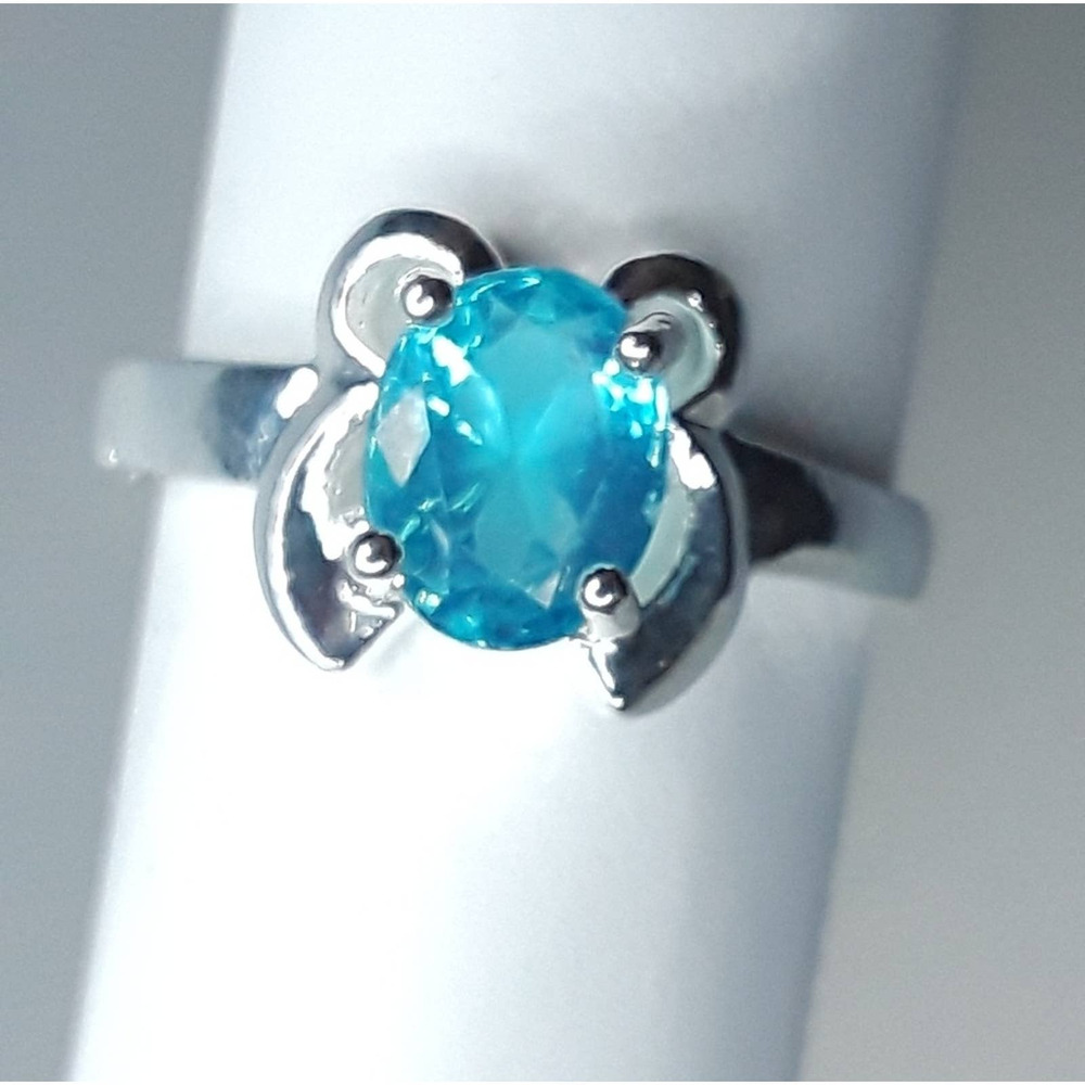 Blue Gemstone Silver Ring - Blue Crystal Ring